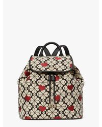 Kate Spade Black Spade Flower Jacquard Hearts Medium Flap Backpack
