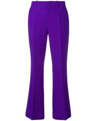 Kirna Zabete Purple Wool Crop Flare Culottes
