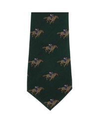 Michelsons Of London Green Horse Racing Silk Tie for men