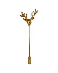Bassin and Brown Metallic Vintage Stag Lapel Pin for men