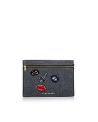 Kurt Geiger Black Felt London Pouch With Patches