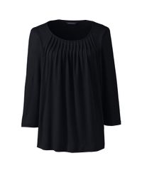 Lands' End Black Cotton/modal Pleated Front Top