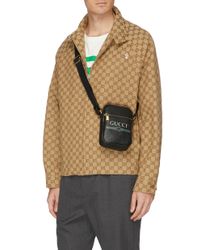 gucci print leather shoulder bag