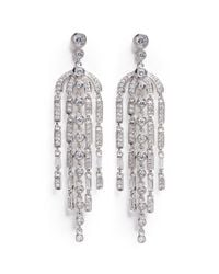 CZ by Kenneth Jay Lane | Metallic 'deco' Cubic Zirconia Pear Chandelier Earrings | Lyst