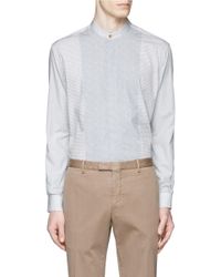 Paul Smith | Blue Mixed Print Patchwork Mandarin Collar Shirt for Men | Lyst
