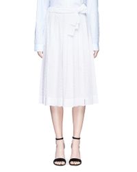 Cedric Charlier | White Pleated Broderie Anglaise Midi Skirt | Lyst