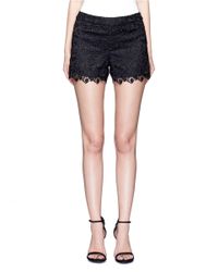 Alice + Olivia | Black 'amaris' Corded Floral Lace Shorts | Lyst