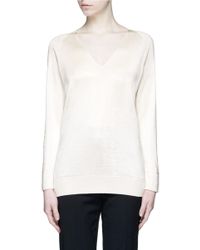 Lanvin | White Fluid Knit V-neck Top | Lyst
