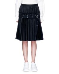 Sacai Black Belted Plissé Pleat Skirt