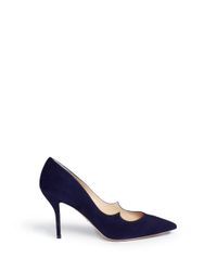 Paul Andrew | Blue 'kimura' Wavy Topline Suede Pumps | Lyst