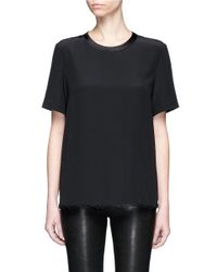 Alexander Wang | Black Gathered Cutout Back Silk Top | Lyst