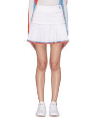 P.E Nation White 'pace Bowl' Stripe Border Pleated Hem A-line Skirt