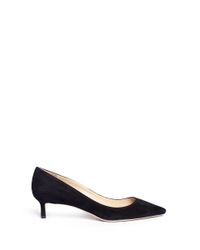 Jimmy Choo Black 'romy 40' Kitten Heel Suede Pumps