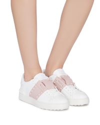 Valentino 'rockstud Untitled Leather Sneakers in / Rose Pink (White) - Lyst