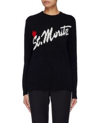 Moncler Wool 'st. Moritz' Intarsia Sweater in Black for Men - Lyst
