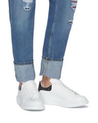 Alexander McQueen 'oversized Sneaker' In Leather With Flame Stud Collar in  White for Men - Lyst