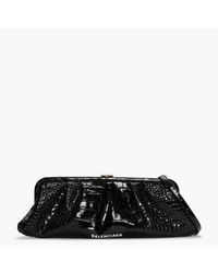 Balenciaga Xl Cloud Black Moc Croc Clutch Bag