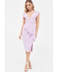 lavish alice deep plunge peplum midi dress