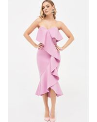 lavish alice extreme frill peplum hem scuba midi dress