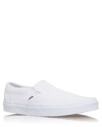vans white perf leather slip on