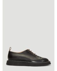 Jil Sander Black Topstitched Leather Derby Shoes for men