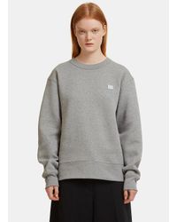 Acne Gray Fairview Oversized Face Embroidered Sweater In Grey