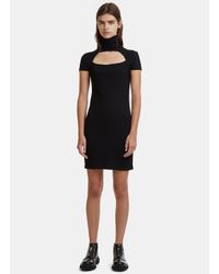 Helmut Lang Cut-out Short Sleeve Dress In Black