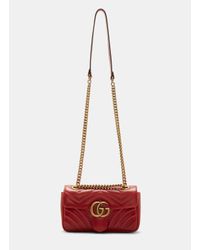 Lyst - Gucci Gg Marmont Matelassé Mini Chain Shoulder Bag In Red in Red