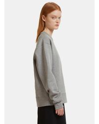 Acne Gray Fairview Oversized Face Embroidered Sweater In Grey