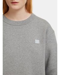 Acne Gray Fairview Oversized Face Embroidered Sweater In Grey