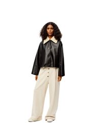 Loewe Leather Luxury Shearling Collar Jacket In Nappa And 