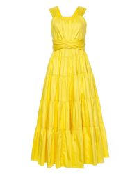 Aje. Solstice Tiered Maxi Dress in Yellow | Lyst