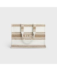 Celine - Mini Vertical Cabas In Triomphe Canvas And Calfskin White for Women - 24S
