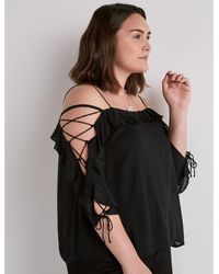 Lucky Brand Black Cold Shoulder Kelly Top