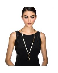 Lulu Frost - White Plaza Letter Necklace - Pearl Chain - Lyst
