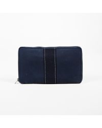Hermès Two Tone Blue Canvas "fourre Tout Zippy" Travel Wallet
