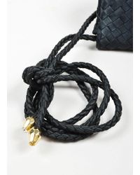 Bottega Veneta Black Satin Intrecciato Woven Mini Cross Body Flap Bag