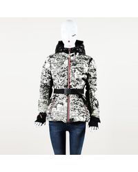 Moncler Black Grenoble Floral Down Filled "bruche" Hooded Coat