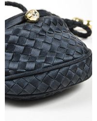 Bottega Veneta Black Satin Intrecciato Woven Mini Cross Body Flap Bag