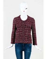 Étoile Isabel Marant Red White Blue Knit Multi Pocket Jacket