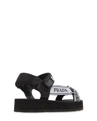 Prada Women's Black 40mm Logo Nylon Trekking Sandals