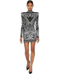 Balmain Backless Jacquard Knit Mini Dress in Black/White (Black) | Lyst
