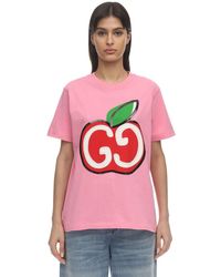 Gucci Baumwolle T Shirt mit GG Apfel Print in Pink | Lyst CH
