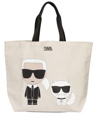 Karl Lagerfeld K/ikonik Cotton Canvas Tote Bag in White - Lyst