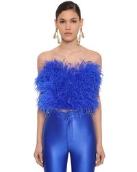 Top Con Piume Di Struzzo di The Attico in Blu | Lyst