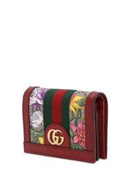 Gucci Leder Portemonnaie mit Blumen-Print in Rot | Lyst CH