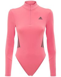 Body De Manga Larga Con Inserto De Malla adidas Originals de color Rosa |  Lyst