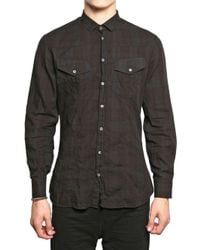 Neil Barrett | Black Cotton Check Shirt for Men | Lyst