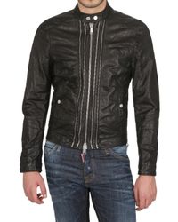 DSquared² | Black Multi-zip Biker Nappa Leather Jacket for Men | Lyst
