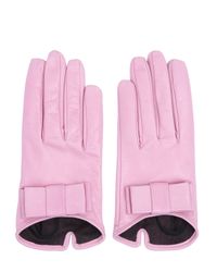 Mario Portolano | Pink Nappa Leather Gloves With Bow | Lyst